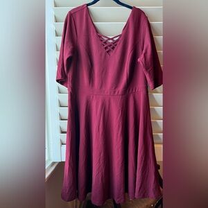 City Chic - NWT - Dress X Front Skater - Red - 16W